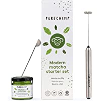 PureChimp - Juego de té matcha (50 g- batidor eléctrico y cuchara matcha)